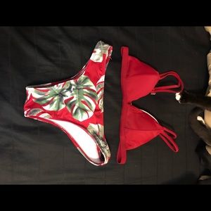 Floral red swim set